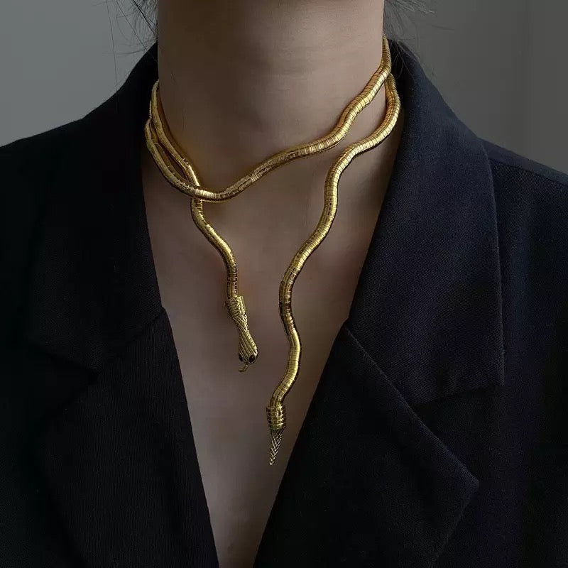 Bendable Gold Metal Snake Necklace