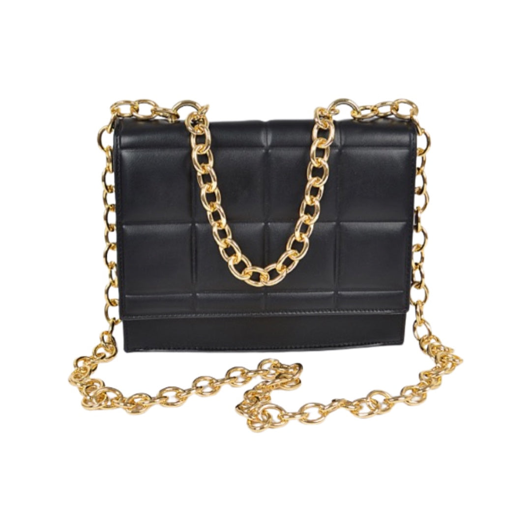 Quilted Faux Leather Chain Handbag