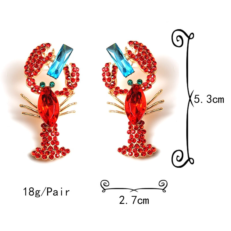 Crystal Lobster Drop Earrings
