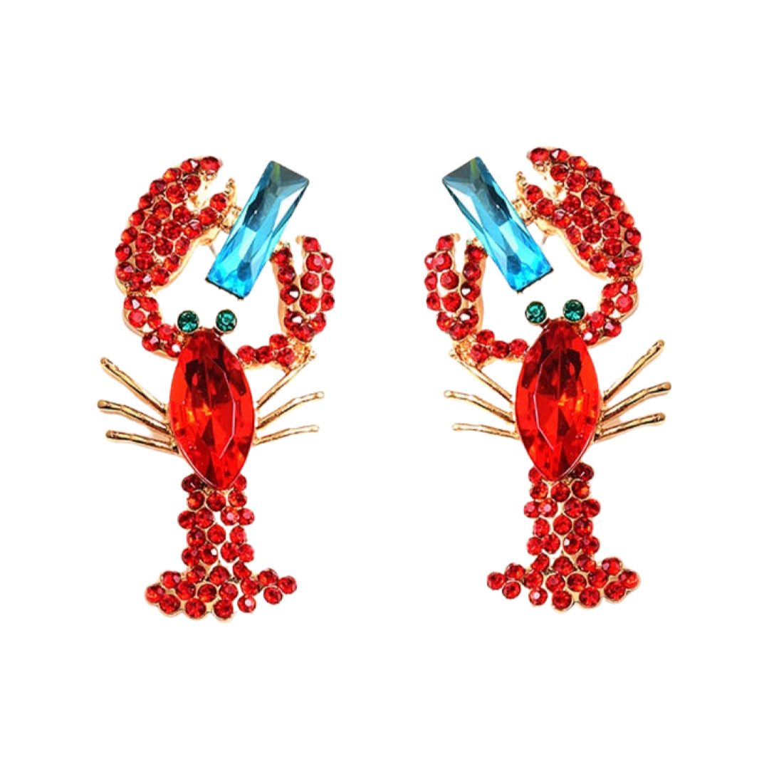 Crystal Lobster Drop Earrings