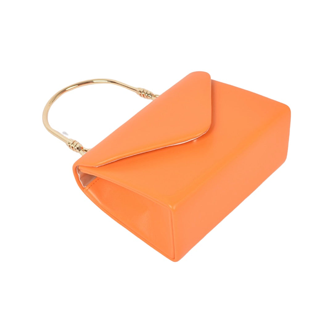 Vegan Leather Mini Handbag W/ Gold Handle